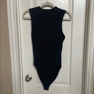 Ambiance ribbed black bodysuit size large